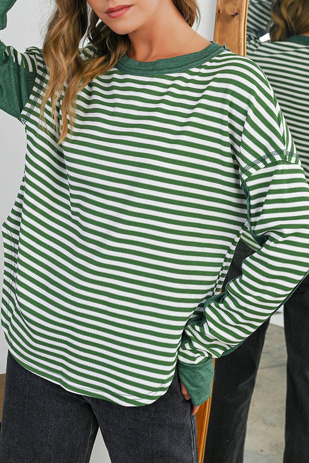 Aapparella - Wholesale Knit Top - Women's - Basic Stripe Patten Knit Long Sleeve Top | S-4X7