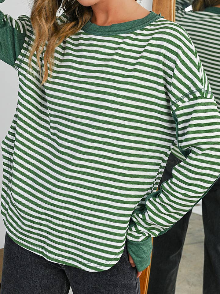 Aapparella - Wholesale Knit Top - Women's - Basic Stripe Patten Knit Long Sleeve Top | S-4X7