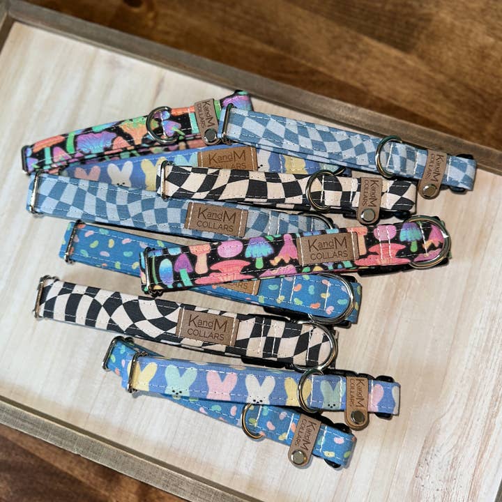 K and M Collars - Vendita all'ingrosso Collare - Cani - Collare ondulato per cani a scacchiera bianco e nero, collari K e M2