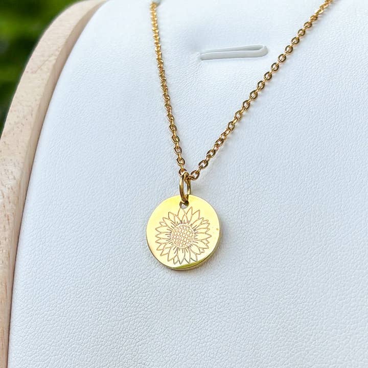 Sonnenblume kleiner runder Anhänger - Edelstahl für den Großhandel von Arthousefern