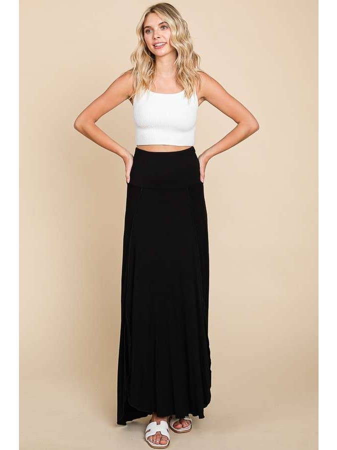 Culture Code - Wholesale Skirt - Women's - CBA1774 - HIGH & LOW PEEKABOO MAXI SKIRT