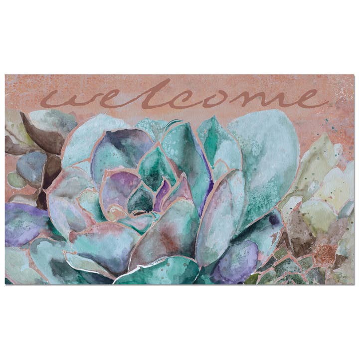 "Succulent Welcome" Indoor/Outdoor Entryway Floor Mat for wholesale by Conimar Promotions