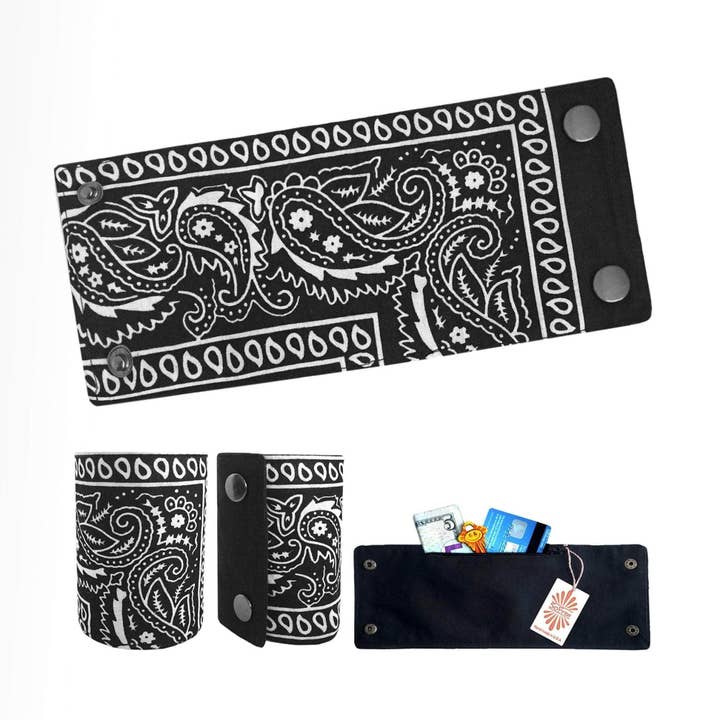 Zwart Portemonnee voor pols | Bandana manchetarmband/portemonnee voor groothandel op Faire2