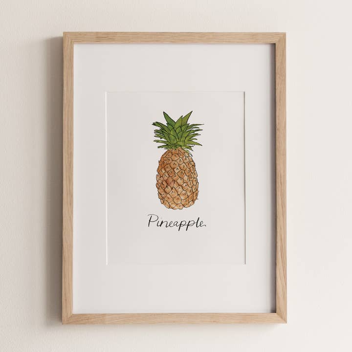 Pineapple | Pineapple Fruit Simple Minimalist Art Print for wholesale by everglow handmade