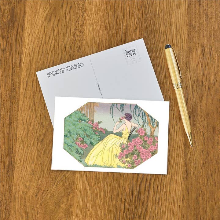 Found Image Press - Wholesale Postcard - Postcard GD-67 Woman Smelling Camellia1