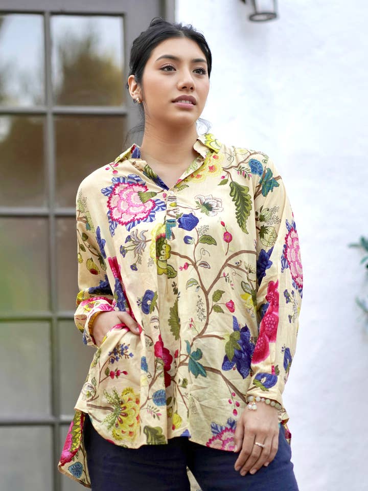 Anoushka Printed Top Beige for wholesale by Dolma