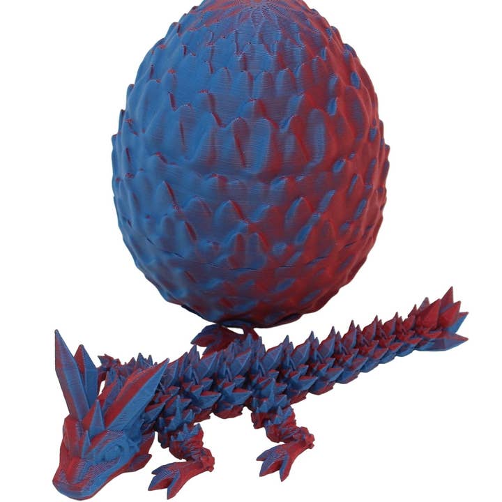 Crystal Dragon and Egg Fidget Toy - 3D Printed Articulated Dragon for wholesale by Acworth Alchemist