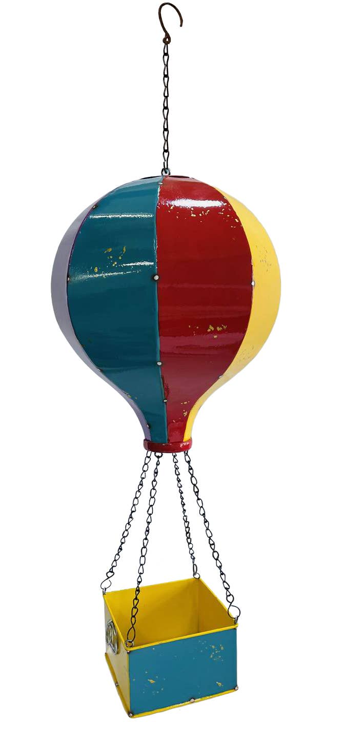 Continental Art Center - Wholesale Hanging Planter - Hanging Colorful Enameled Metal Hot Air Balloon Planter0