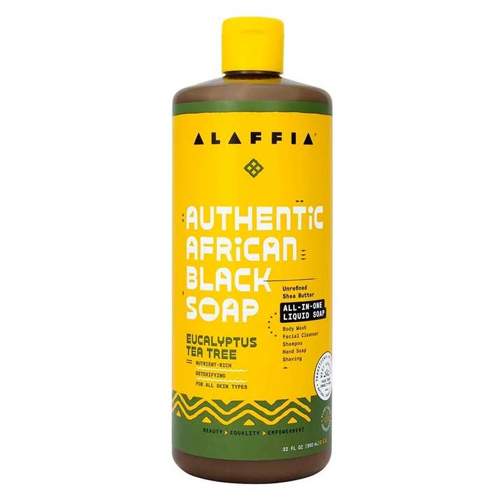 Authentic African Black Soap Eucalyptus Tea Tree 32 fl. oz. for wholesale by Alaffia
