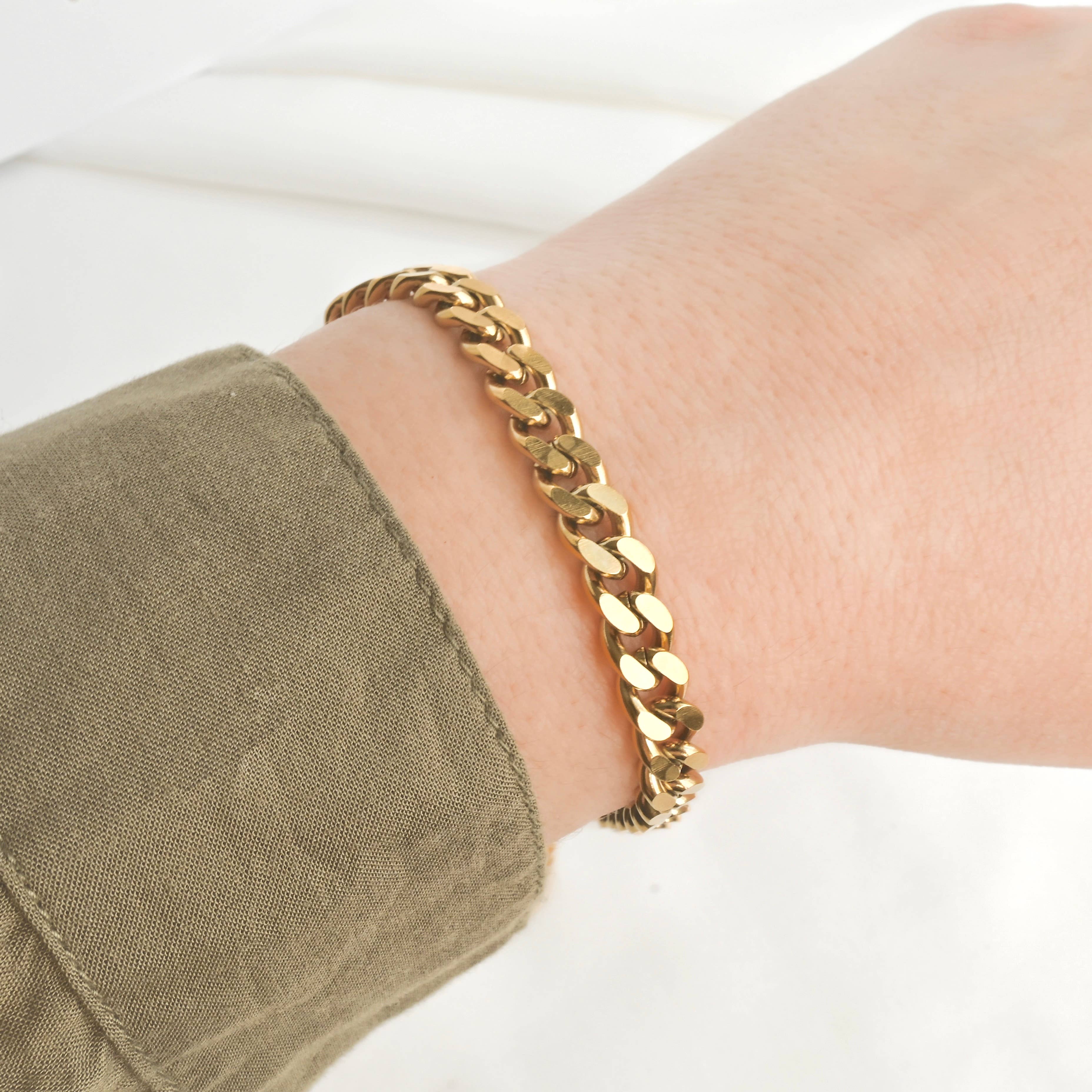 Blueyejewelry - Vente Bracelets maillon et chaîne - Bracelets audacieux en acier inoxydable - Bracelet épais en or et en argent16