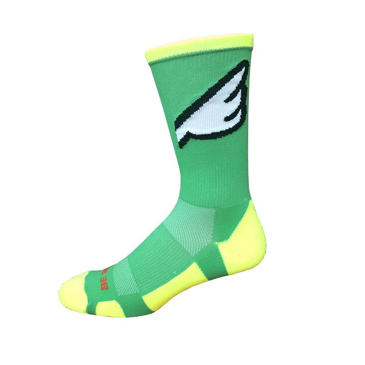 Wingman - Lime Green & Neon Yellow. American Made Unique Athletic Socks for wholesale by Boldfoot Socks