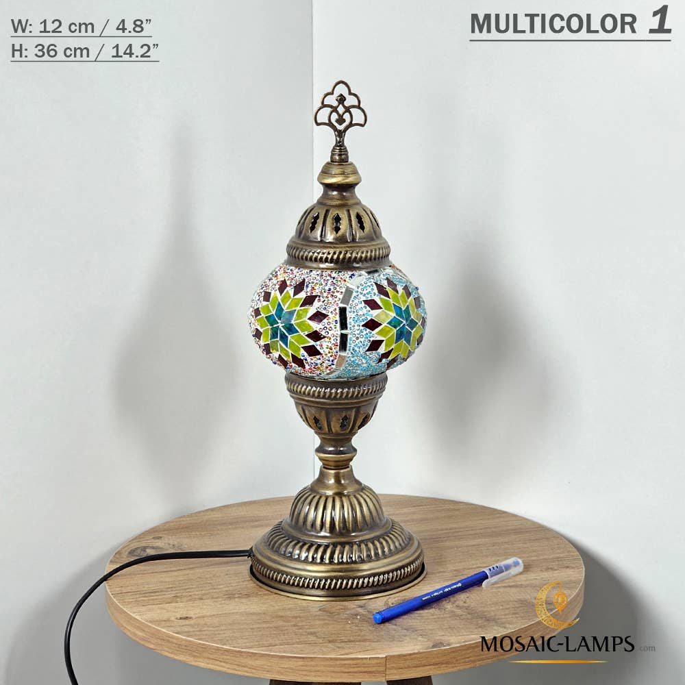 Mosaic Lamps - Vendita all'ingrosso Lampada da scrivania/d'accento - Lampada da tavolo turca a mosaico media con globo, artigianale, disponibile in 10+ colori17