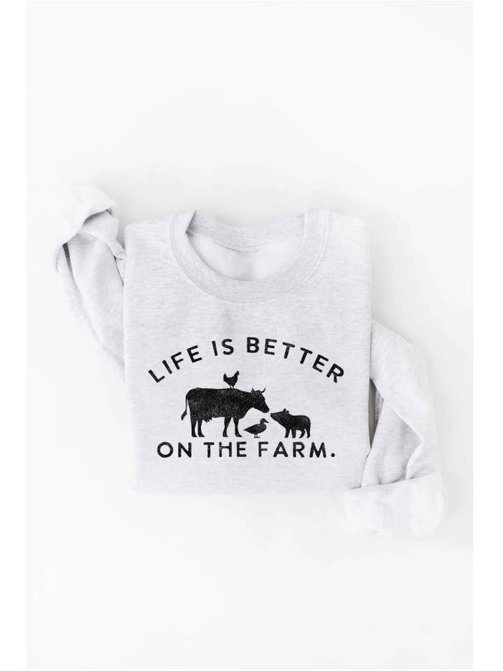 OAT COLLECTIVE - Wholesale Graphic Sweatshirt - Women's - LIFE IS BETTER ON THE FARM Graphic Sweatshirt6