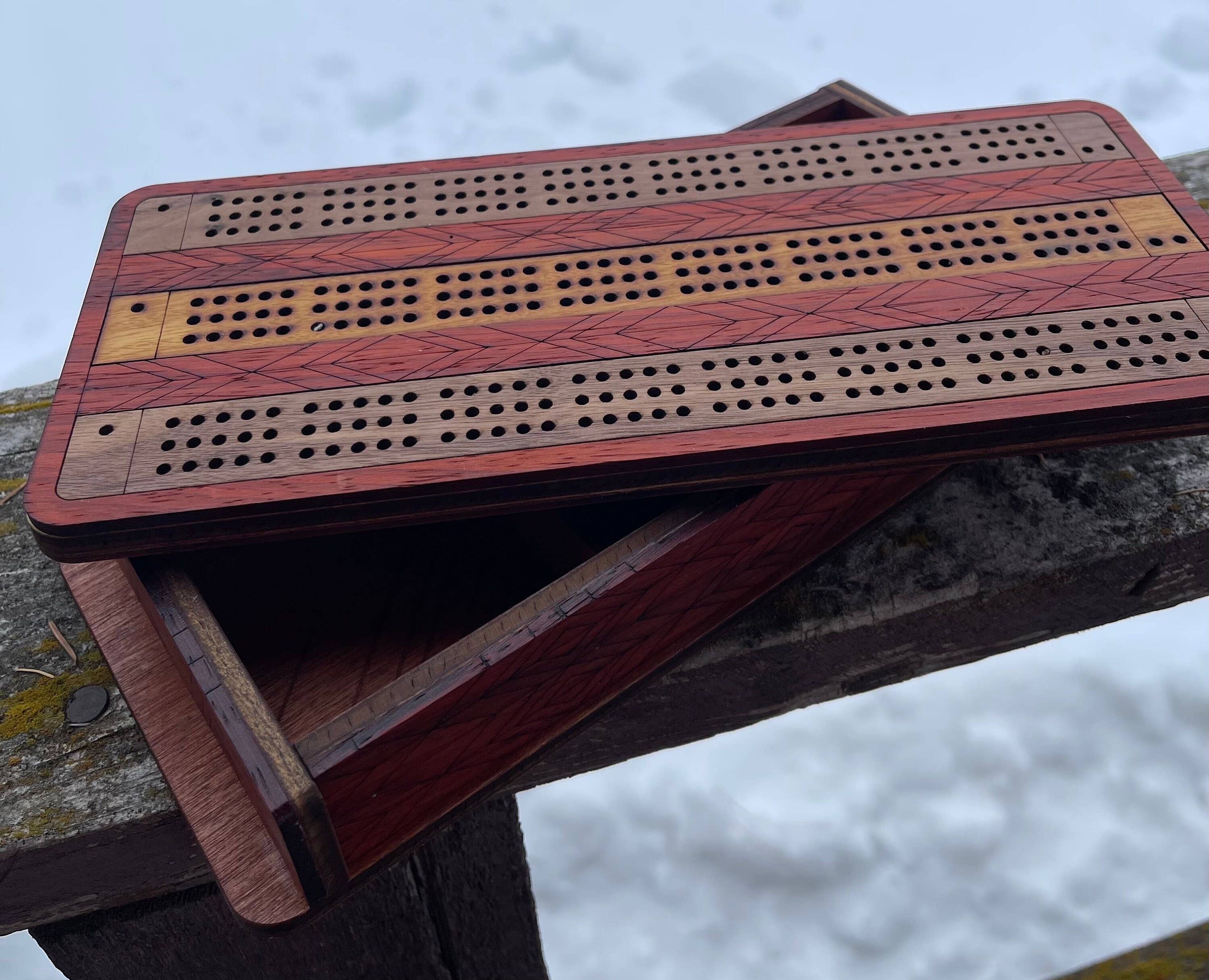 Through The Fire Design - Wholesale Board Game - Wooden Cribbage Board Game, Exotic Hardwood Inlay , Father’s6