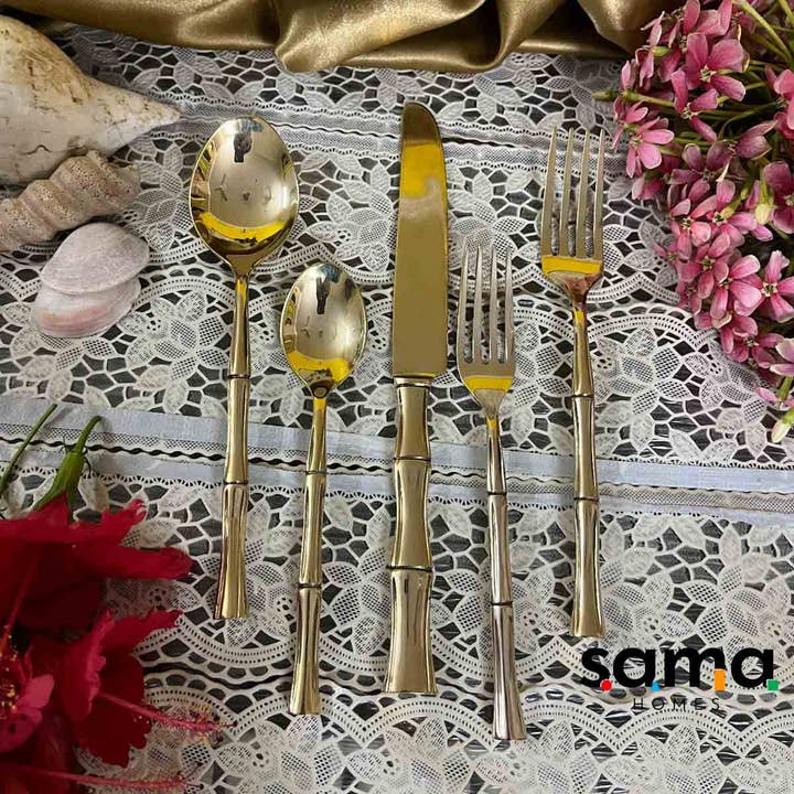 Brass Bamboo Cutlery for wholesale by SAMA Homes