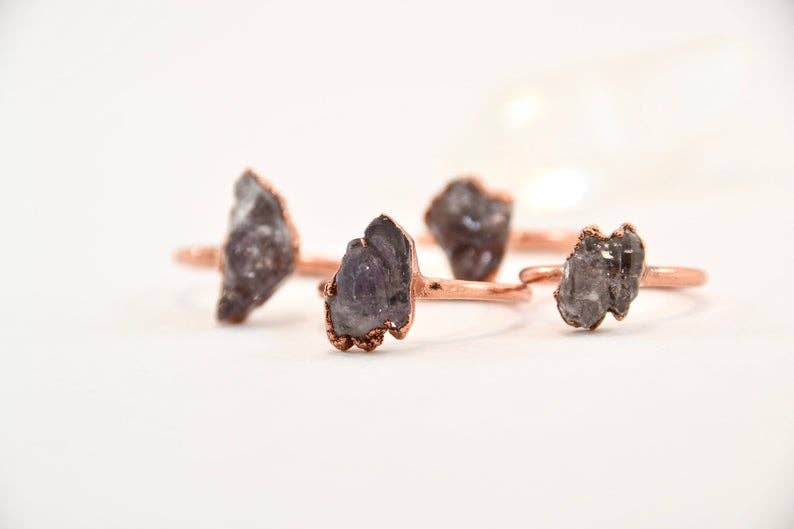 Daddy Daughter Jewelry – Großhandel Cocktail-/Statement-Ring – Roher Amethyst aus Mexiko || Geburtssteinring für Februar aus Kupfer2