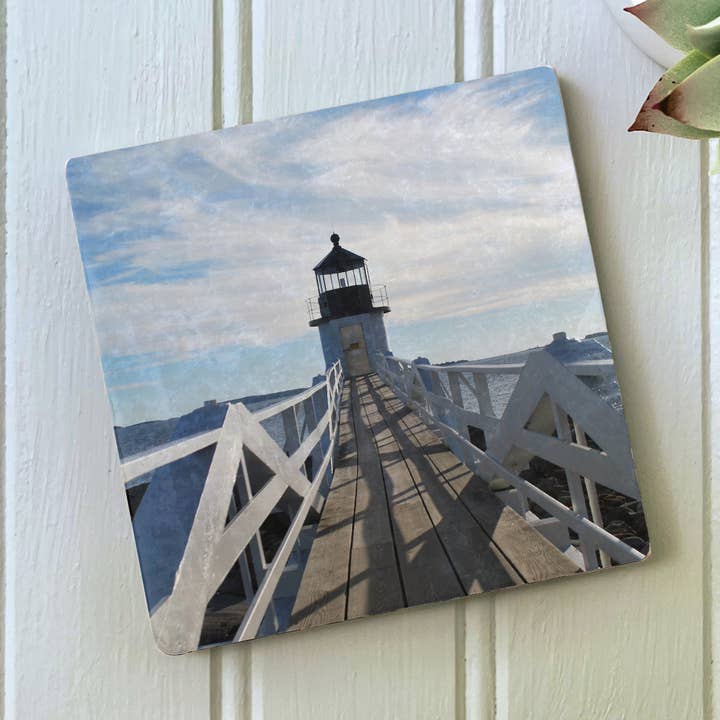 Marshall Point Lighthouse lige på udsigt marmor Coaster for engroshandel hos PhD Design