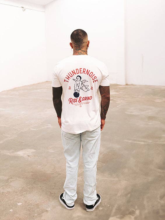 Rise & Grind T-shirt - Vintage Hvid for engroshandel hos Thundernoise