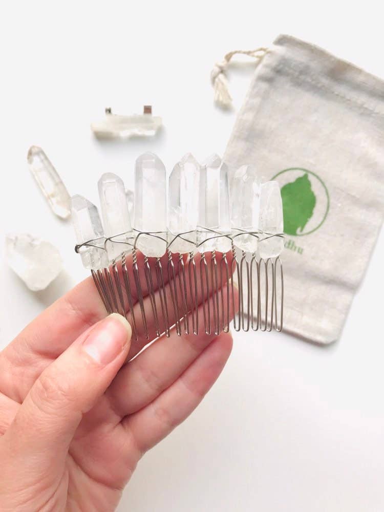 Bondhu Jewelry – wholesale Hårnålar – klar Crystal Quartz sten hårnål kam tillbehör0