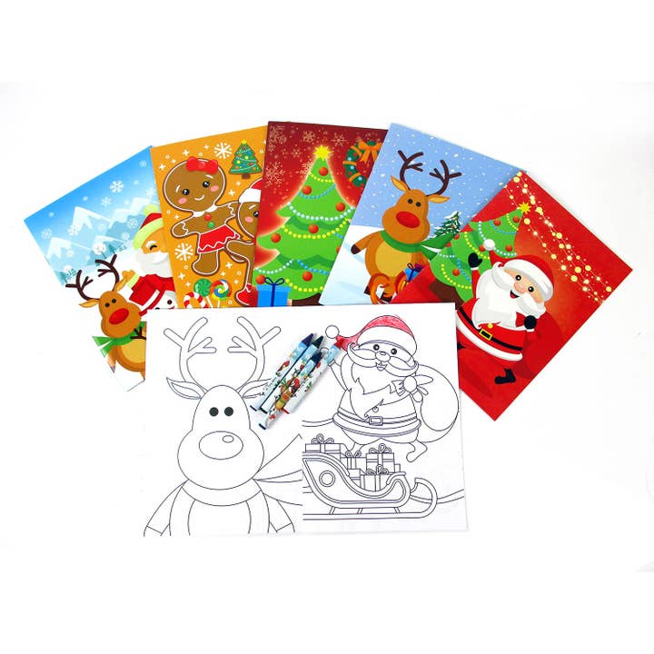 Tiny Mills – wholesale Colouring book – Child & baby – Christmas Santa Coloring Books with Crayons - 12 Sets