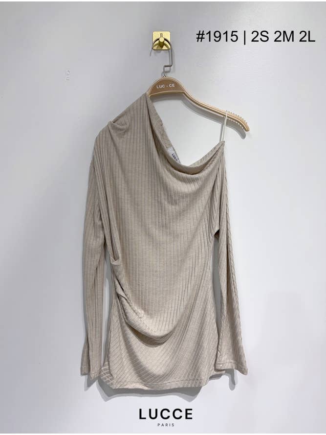 LUCCE - Wholesale Knit Top - Women's - Asymmetrical Ribbed Top - TS1915