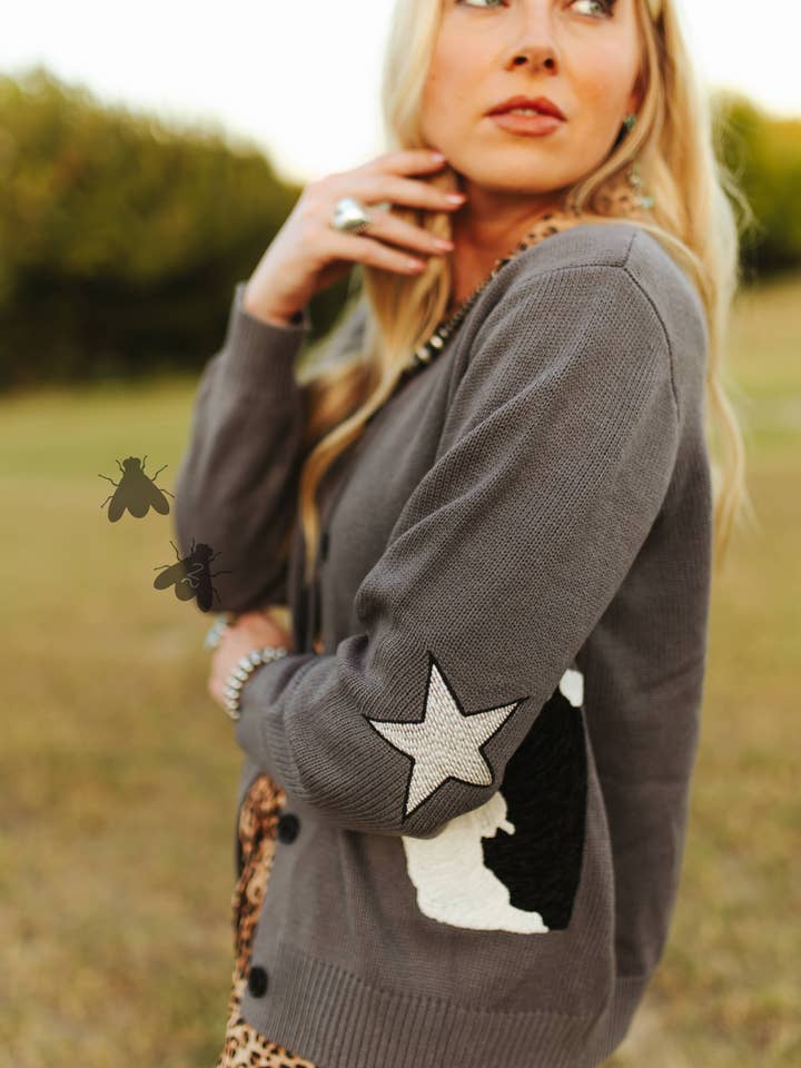 2 Fly Co - Wholesale Cardigan - Women's - CATTLE CARDI *BLK BALDY4
