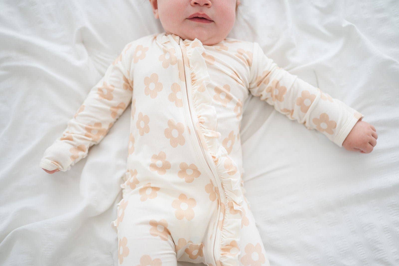 Harp Angel Boutique - Wholesale Jumpsuit - Baby - Ruffle Zipper One Piece - Blush Daisy3