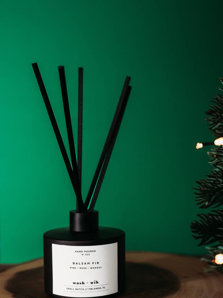 Balsam Fir | Reed Diffuser | Matte Black with Reeds for wholesale by Wash and Wik
