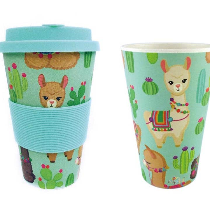 Eco-Friendly Reusable Mug with LLama Design for wholesale by Tiny Mills