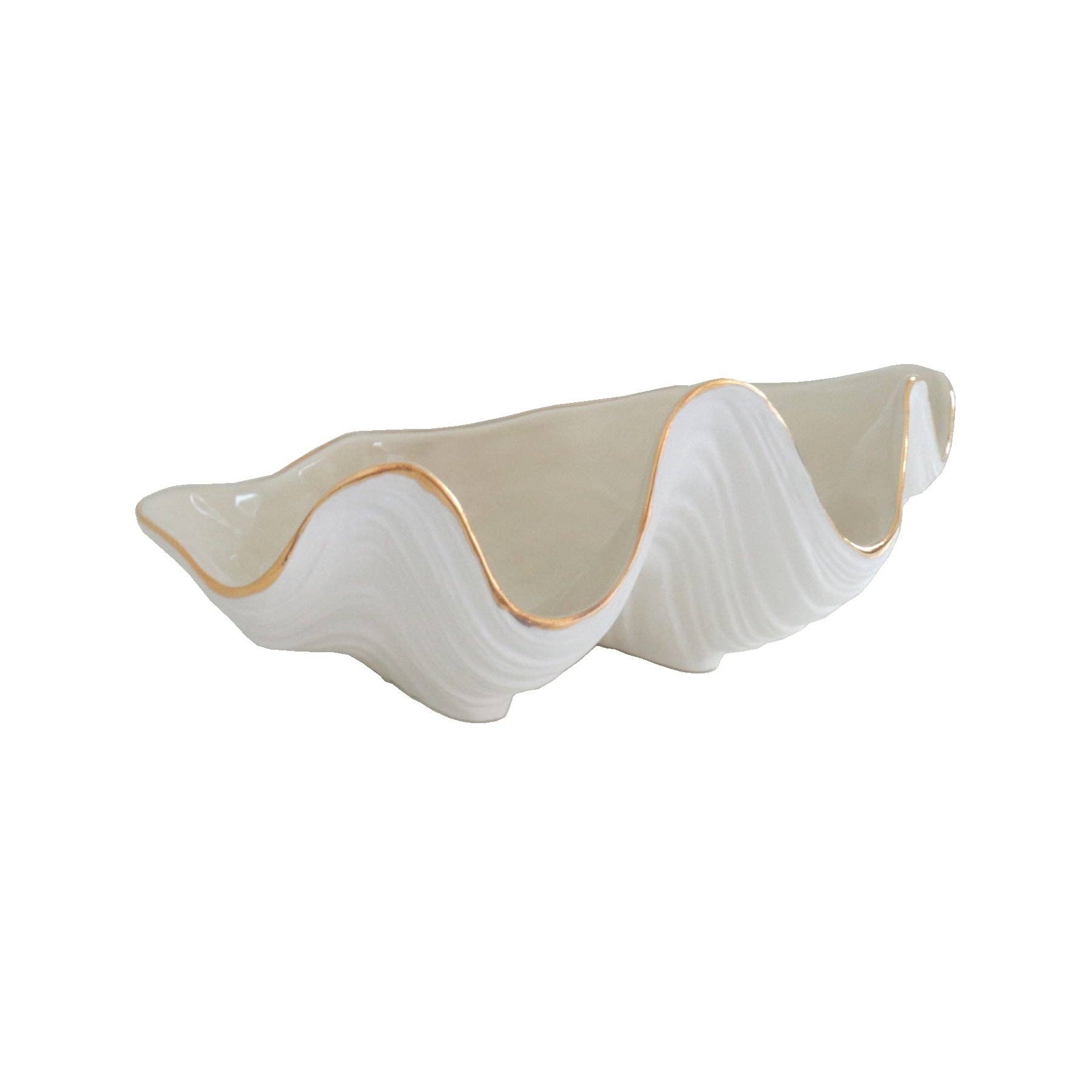 Lo Home | Ruby Clay - Wholesale Decorative Plate/Dish/Bowl - Clam Shell Bowl with 22K Gold Accent33