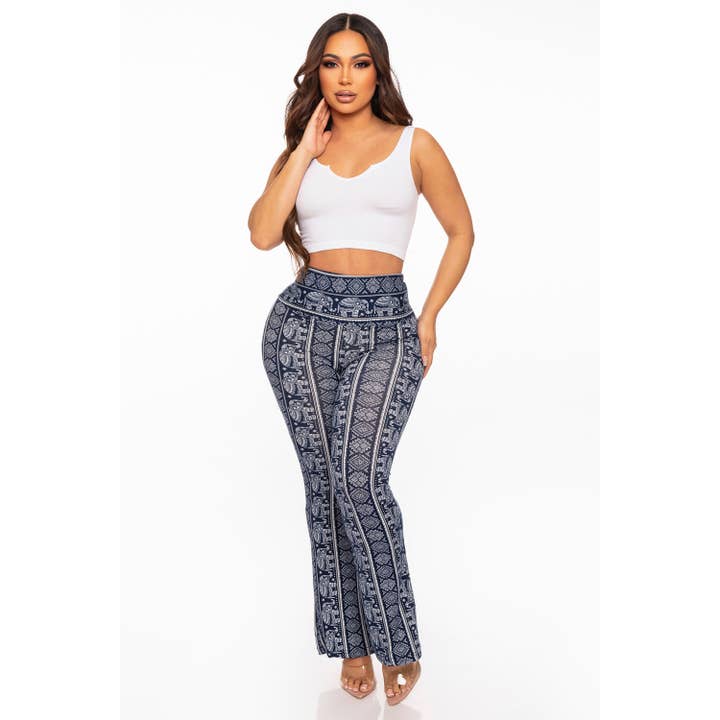 To Star - Vente Pantalon – femme - Pantalon évasé à pattes d'éléphant imprimé cachemire - Silhouette unique