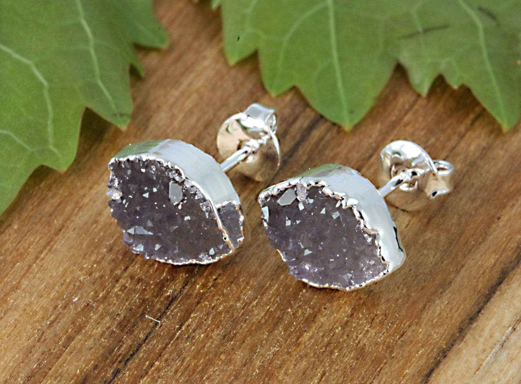 Rock Paradise – wholesale Stud/post earrings – Crystal Druzy Stud Earrings with Gold or Silver Edge2