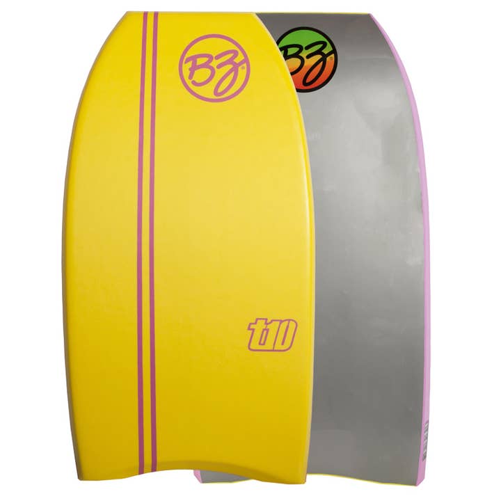 Planche de bodyboard BZ T-10 42", planche de corps à queue en croissant coupée avec noyau PE HDPE Slick 8lb Green Cell Deck pour le surf à la plage - Jaune pour la vente par Sixale