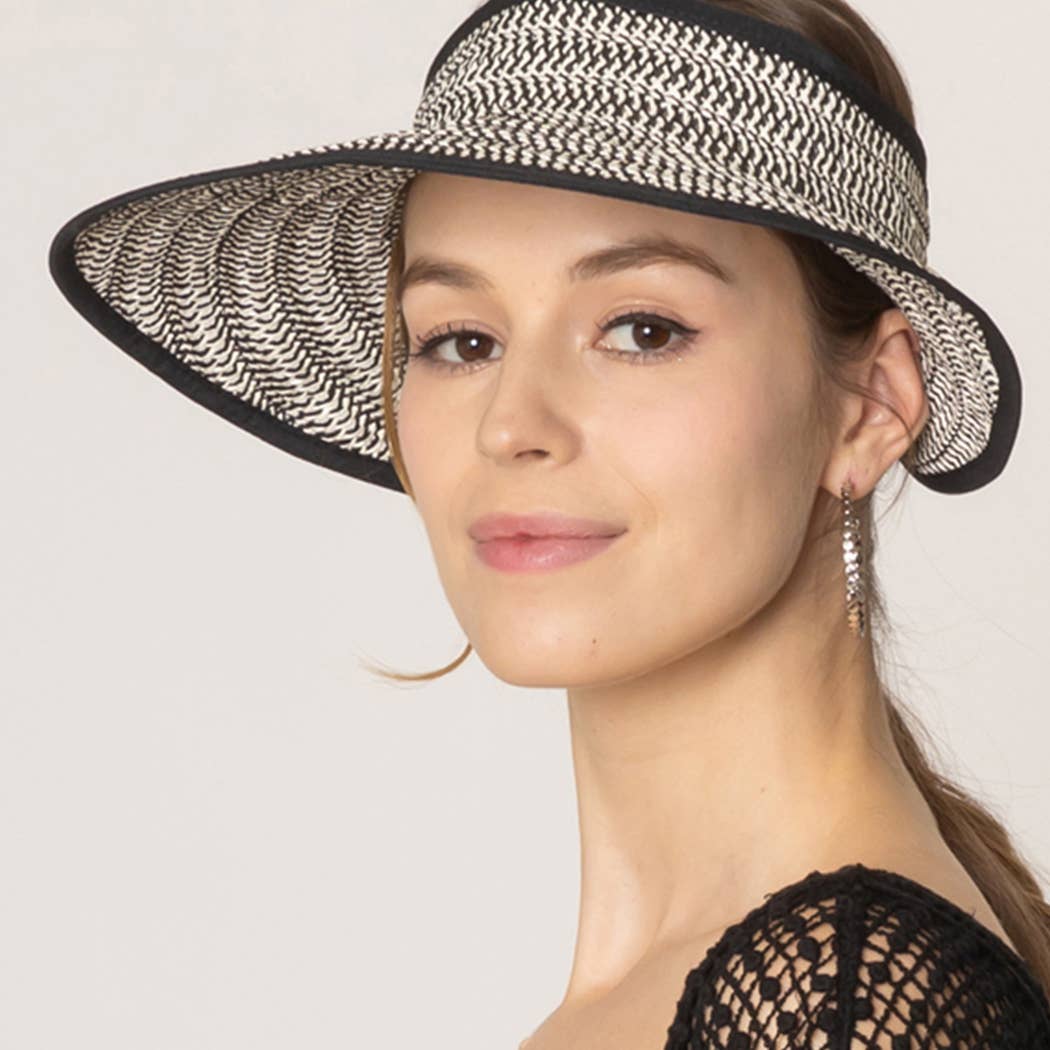 Fashion City - Wholesale Visor - Women's - Two Tone Straw Texture Sun Visor10