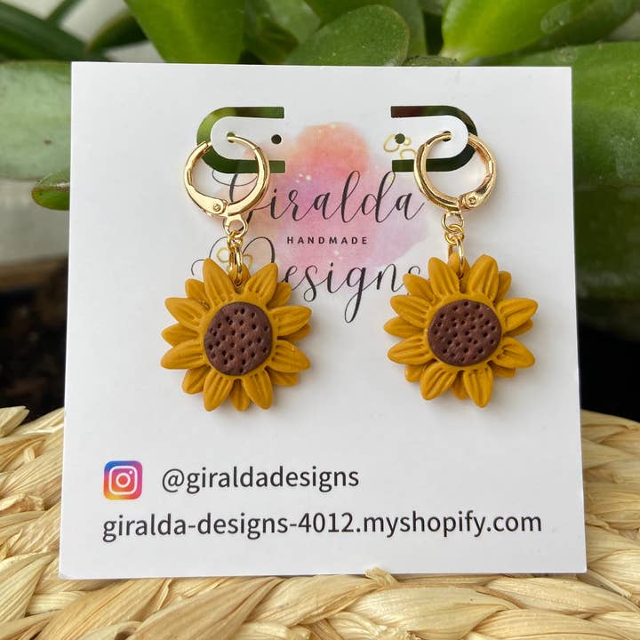 Sunflowers with 14k gold plated round closure. for wholesale by Giralda Designs