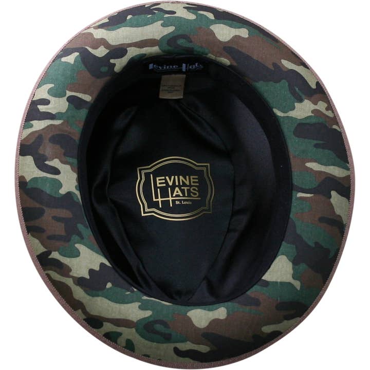 Lore Camo Bottom Classic Brim Wool Fedora by Levine Hat Co. for wholesale on Faire1