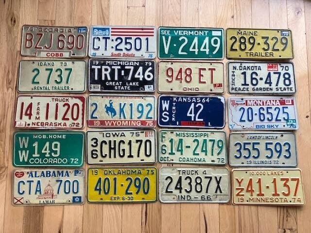 Vintage 20 Pack of License Plates From (1979 Or Earlier) for wholesale by RusticPlates