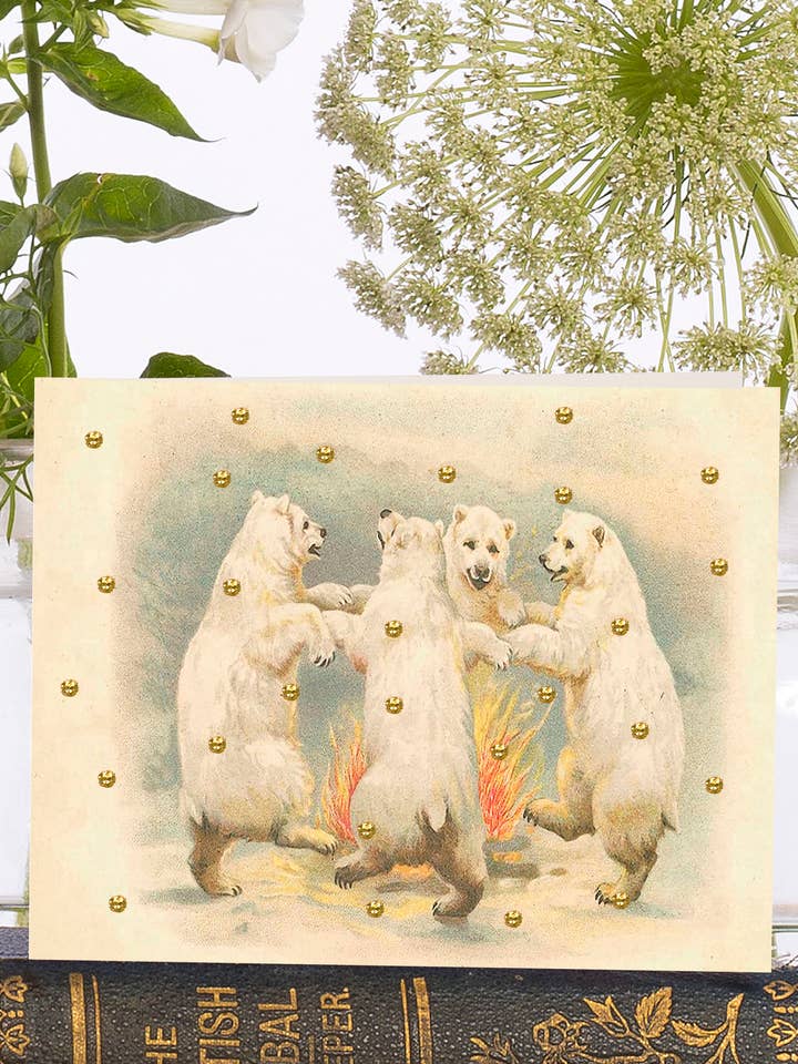 VT009P ~ Kleine Vintage-Weihnachtskarte mit Glitzer für den Großhandel von Madame Treacle