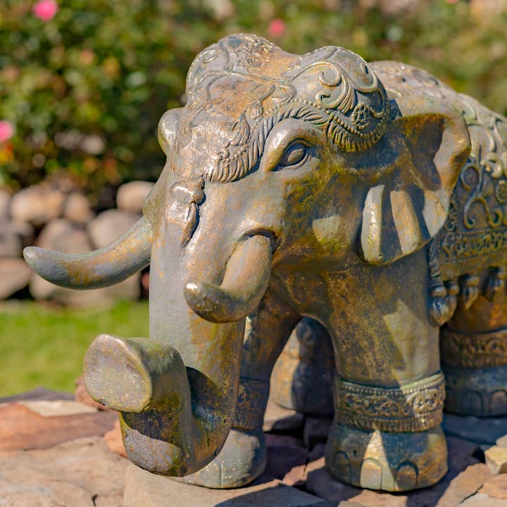 Zaer Ltd. International - Wholesale Outdoor Ornament/Decor - Magnesium Boho Elephant Statue- 3 Color Options7
