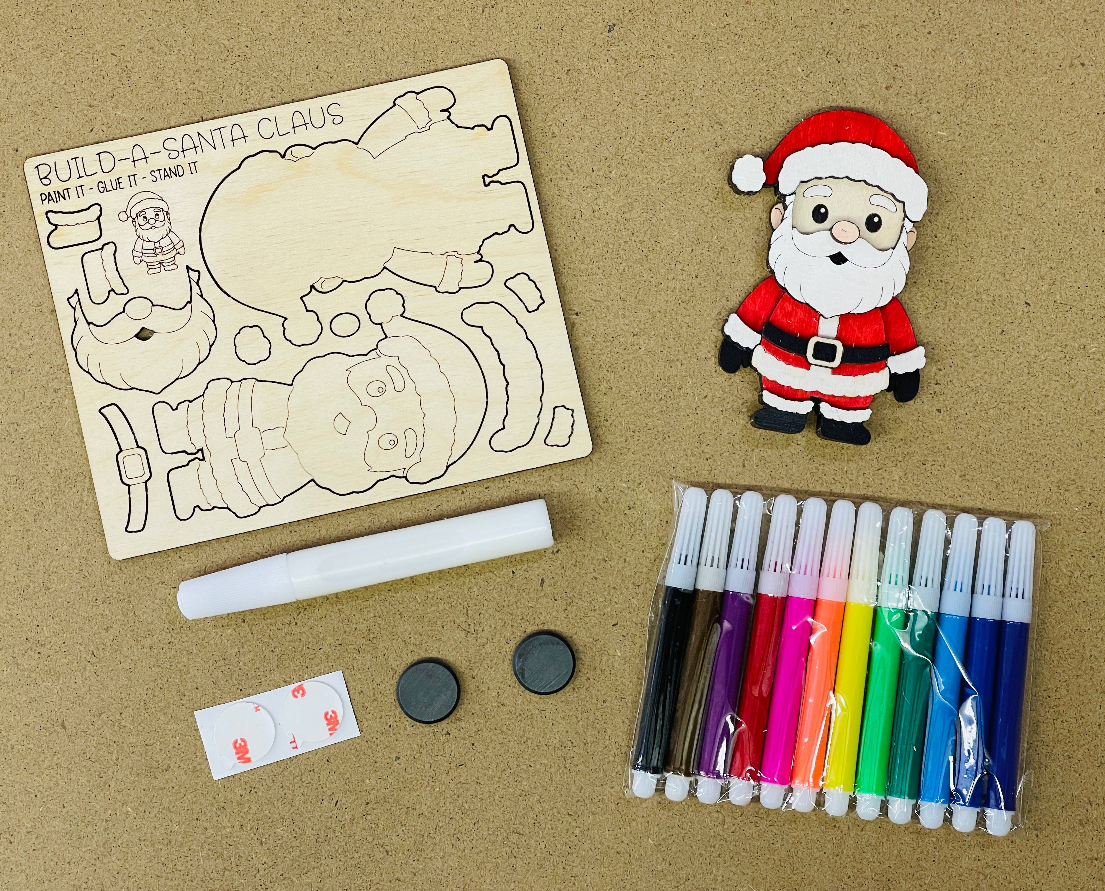 Reclaimed Woodworks Home Decor - Wholesale DIY Craft Kit - Build a Santa Magnet CHRISTMAS CRAFT KIT1