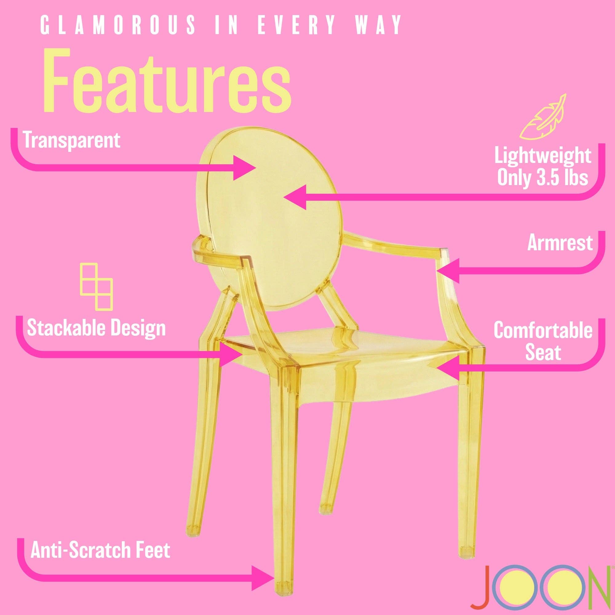 ShopBobbys - Wholesale Chair - Kids - JOON 2 Pack Kids Ghost Chairs with Armrest, 25x13x14.5 Inches, Transparent6