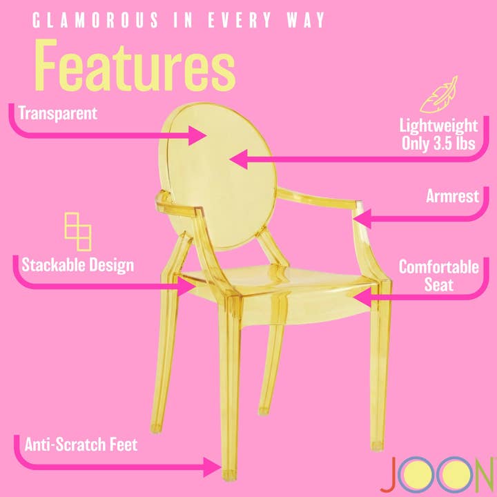 ShopBobbys - Wholesale Chair - Kids - JOON 2 Pack Kids Ghost Chairs with Armrest, 25x13x14.5 Inches, Transparent6