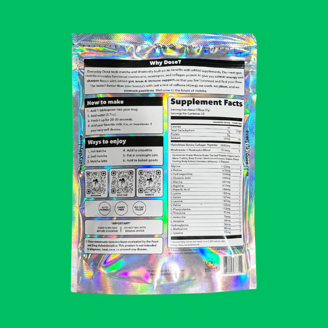Everyday Dose - Wholesale Ground Coffee - Everyday Dose Mushroom Matcha+: Focus, Energy & Immunity8