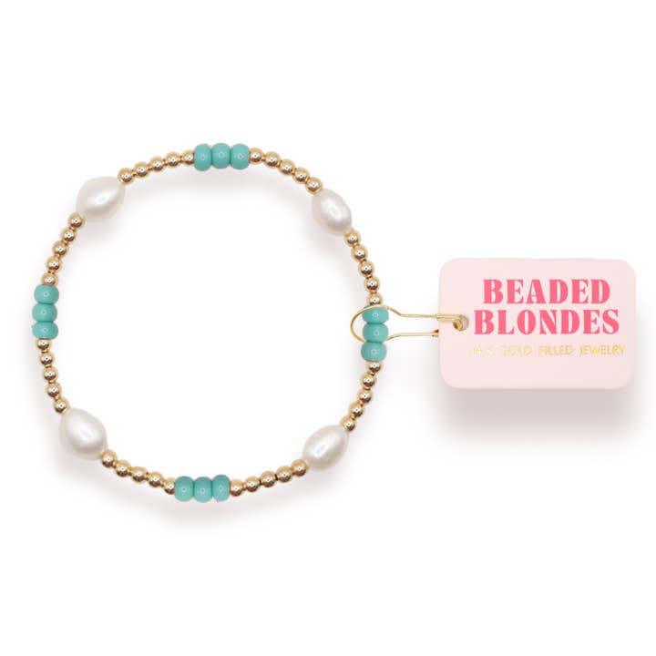 Turquoise Pearl Poppi Bracelet for wholesale by Beaded Blondes