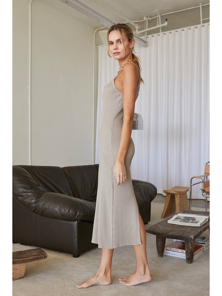 TAUPE CD7190-2 - Avery Ribbed Tank Midi Dress for wholesale on Faire1
