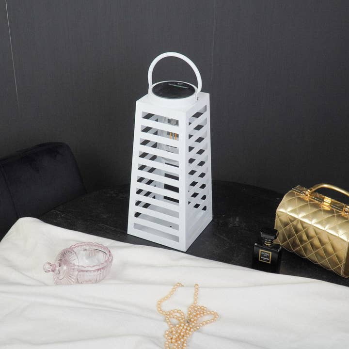 Housevitamin bv - Venta al por mayor Faroles - Lámpara - Linterna - Solar - Metal - Blanco - 14x32,5cm5