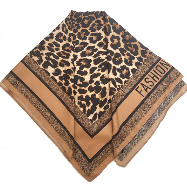 Br SATIN LEOPARD SILK NECK SCARF BANDANA for wholesale on Faire1