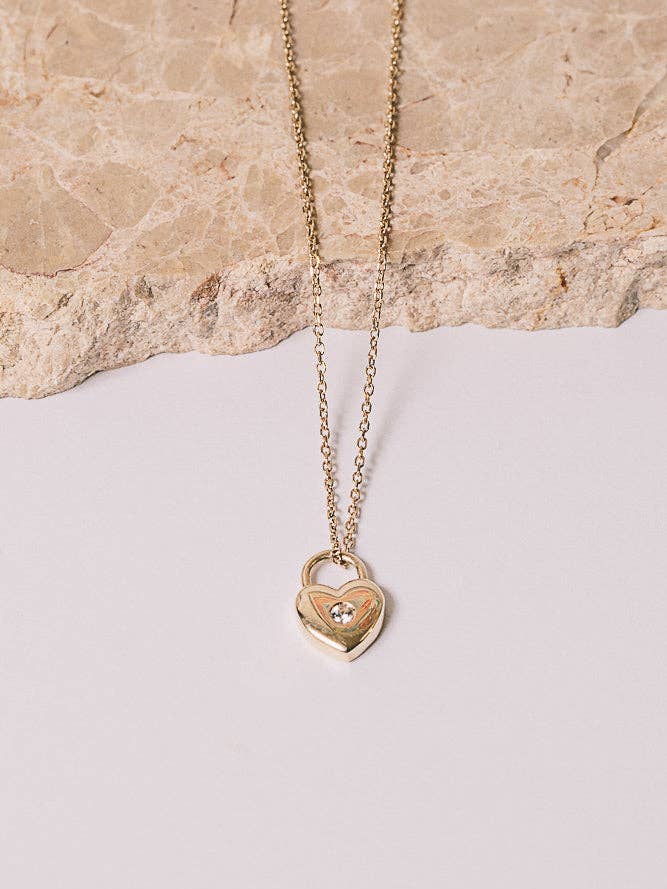 Colar Coração com Fecho | Ouro 14k | Safira Branca por atacado de Janna Conner