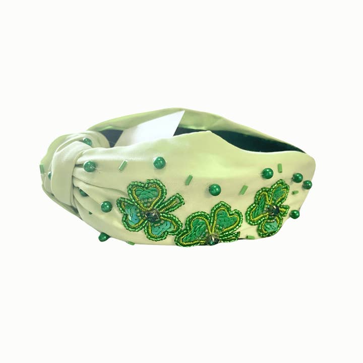 Valois Designs - Wholesale Fashion Headband - Women's - Beaded Shamrock Headband - St. Patrick’s Day
