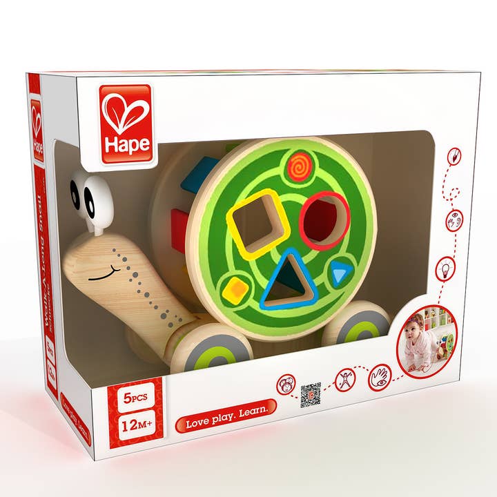 Hape Toys - Wholesale Toy Set - Kids - Walk-A-Long Snail - Pull-Along Toy with Shape Sorting3
